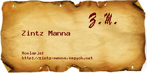 Zintz Manna névjegykártya